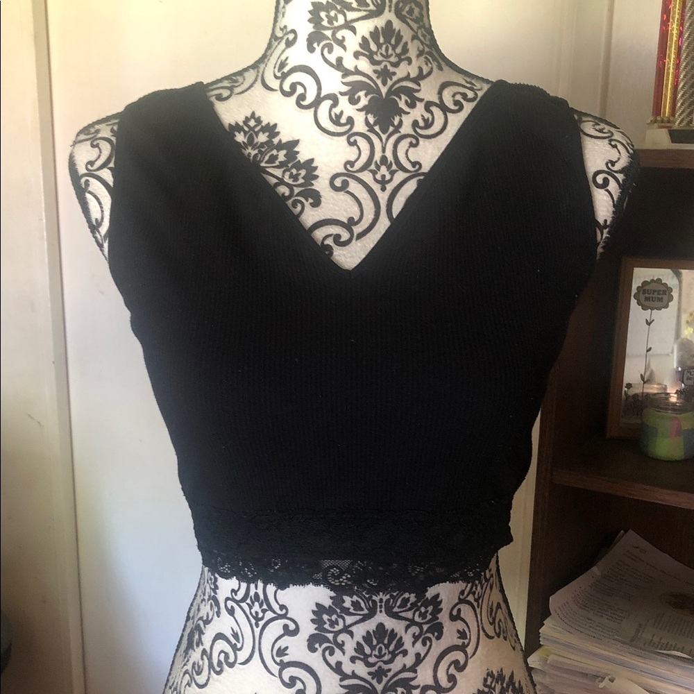 Maurices Black Lace Trim Bra Top